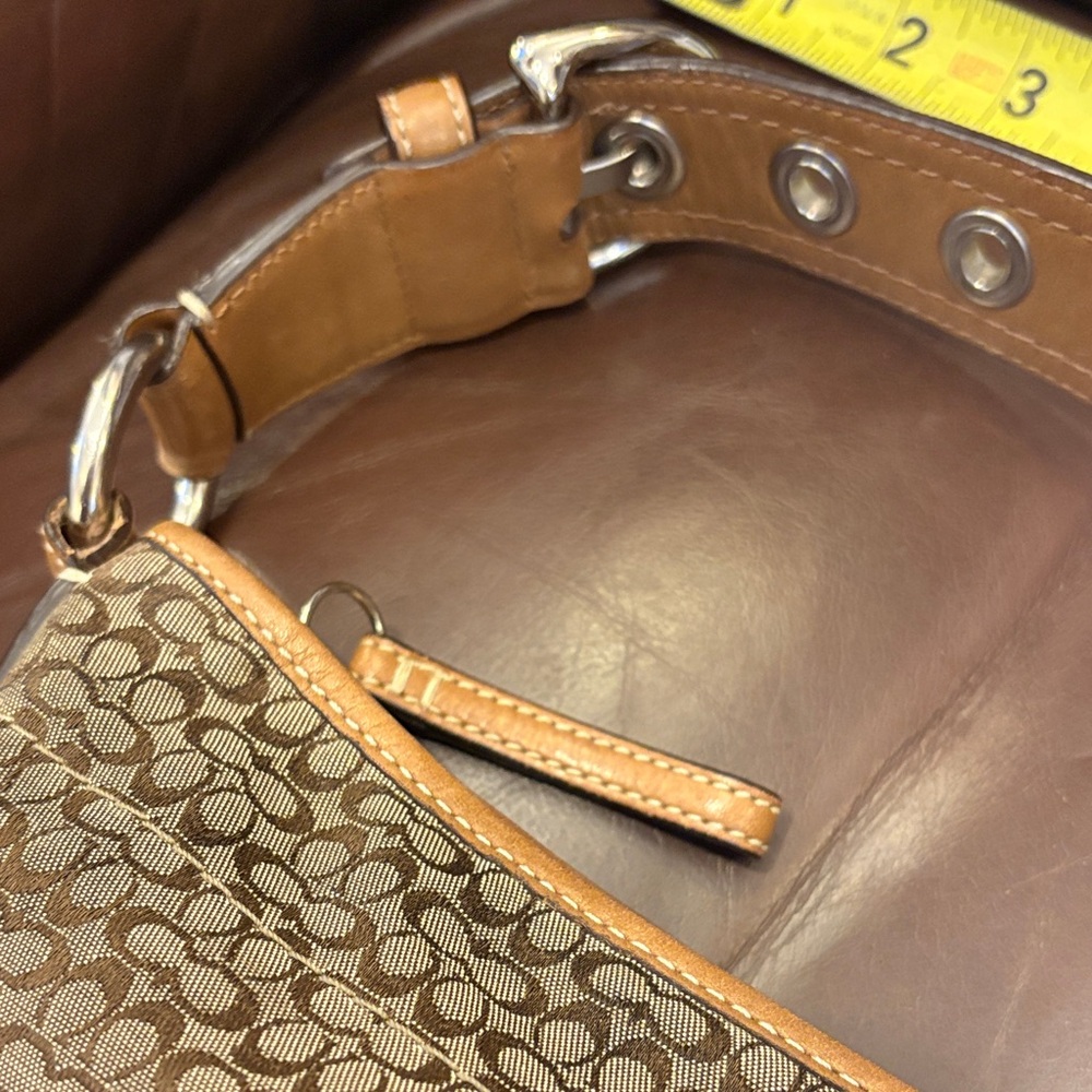 Coach Tan and Brown Small C Y2K Hobo Shoulder Bag Vintage F10924 - Picture 3 of 16